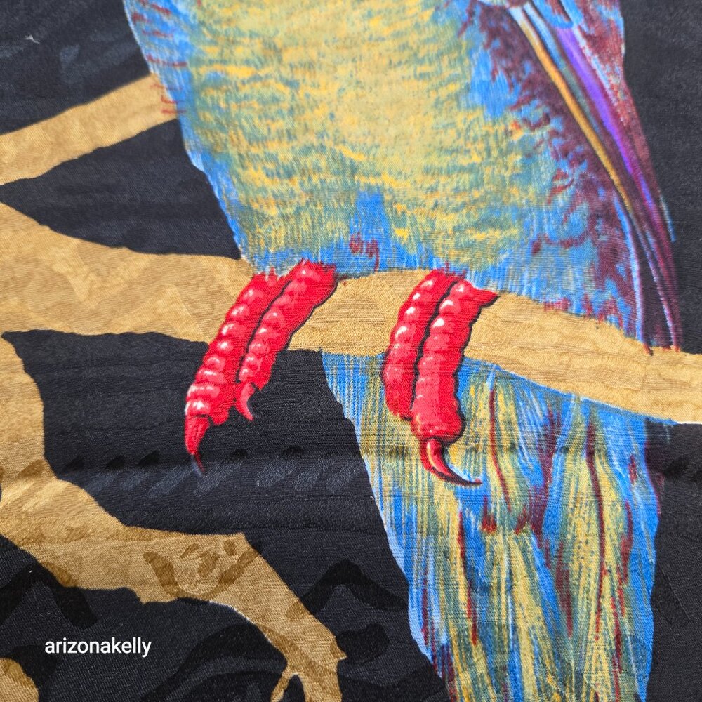 Vismara Silk Scarf with Parrots in Tree and Neat Hidden Detail Birds Chicks - Picture 6 of 13